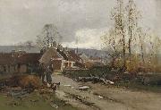 Eugene Galien-Laloue Feeding the chickens oil painting reproduction